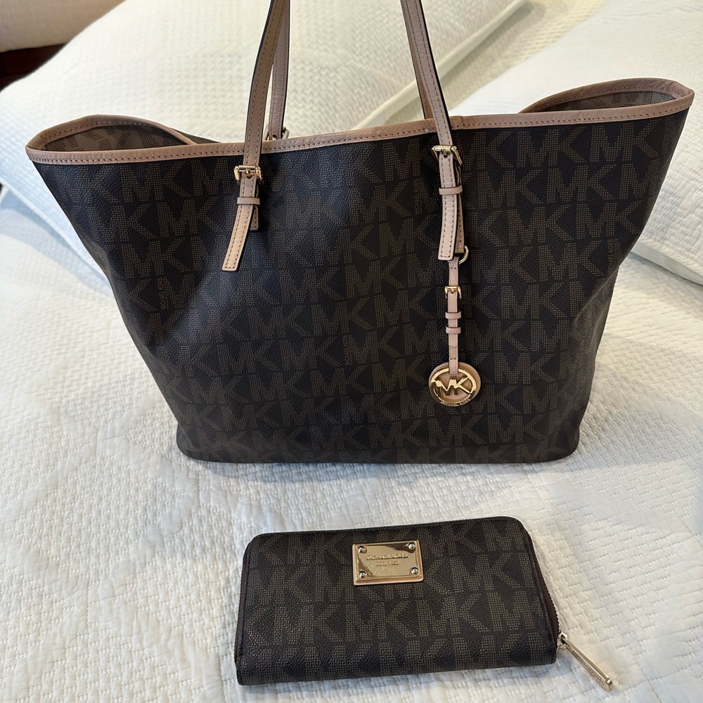 Michael Kors Dark Brown Classic Canvas Tote